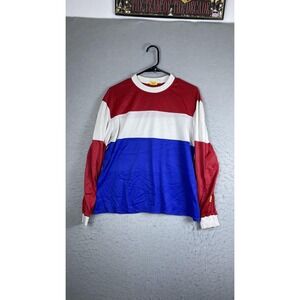Viking Shirt Mens Large Red White Blue Long Sleeve Mesh Jersey Top Athletic